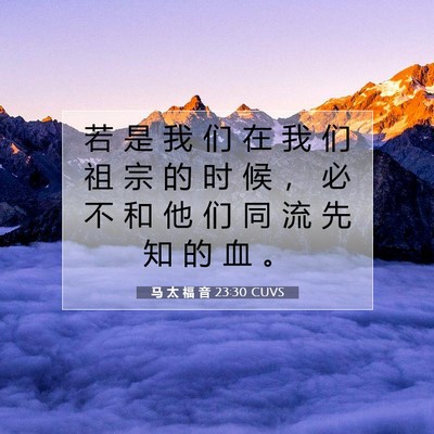 Picture 07 - 马 太 福 音 23:30 CUVS - 若 是 我 们 在 我 们 祖 宗 的 时 候 - Bible Verse Picture