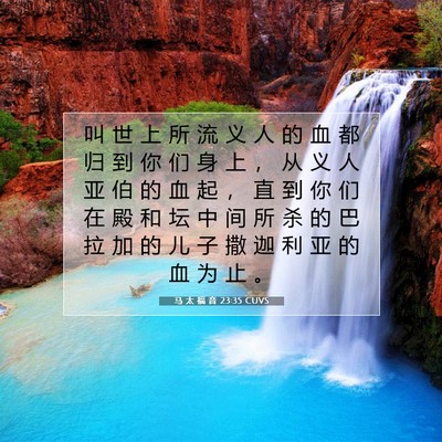 Picture 07 - 马 太 福 音 23:35 CUVS - 叫 世 上 所 流 义 人 的 血 都 归 到 - Bible Verse Picture