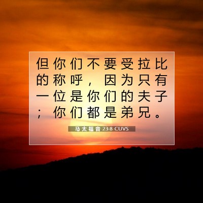 Picture 07 - 马 太 福 音 23:8 CUVS - 但 你 们 不 要 受 拉 比 的 称 呼 ， - Bible Verse Picture