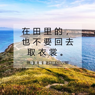 Picture 07 - 马 太 福 音 24:18 CUVS - 在 田 里 的 ， 也 不 要 回 去 取 衣 - Bible Verse Picture