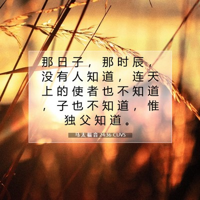 Picture 07 - 马 太 福 音 24:36 CUVS - 那 日 子 ， 那 时 辰 ， 没 有 人 知 - Bible Verse Picture