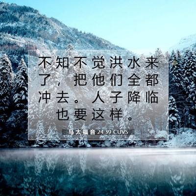 Picture 07 - 马 太 福 音 24:39 CUVS - 不 知 不 觉 洪 水 来 了 ， 把 他 们 - Bible Verse Picture
