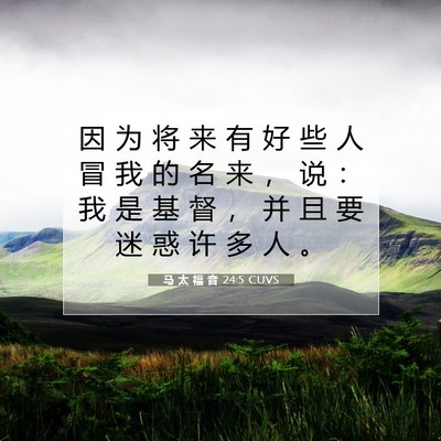 Picture 07 - 马 太 福 音 24:5 CUVS - 因 为 将 来 有 好 些 人 冒 我 的 名 - Bible Verse Picture