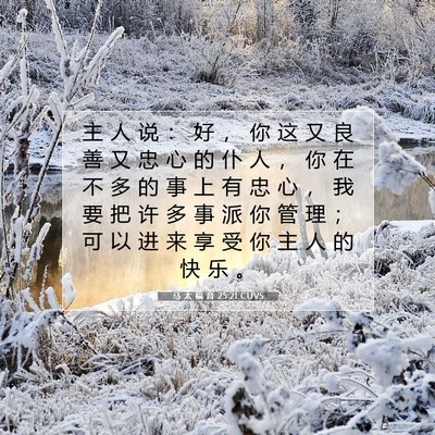 Picture 07 - 马 太 福 音 25:21 CUVS - 主 人 说 ： 好 ， 你 这 又 良 善 又 - Bible Verse Picture