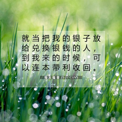 Picture 07 - 马 太 福 音 25:27 CUVS - 就 当 把 我 的 银 子 放 给 兑 换 银 - Bible Verse Picture