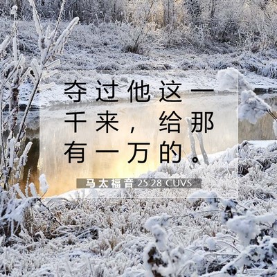 Picture 07 - 马 太 福 音 25:28 CUVS - 夺 过 他 这 一 千 来 ， 给 那 有 一 - Bible Verse Picture