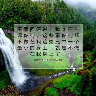 Picture 07 - 马 太 福 音 25:45 CUVS - 王 要 回 答 说 ： 我 实 在 告 诉 你 - Bible Verse Picture