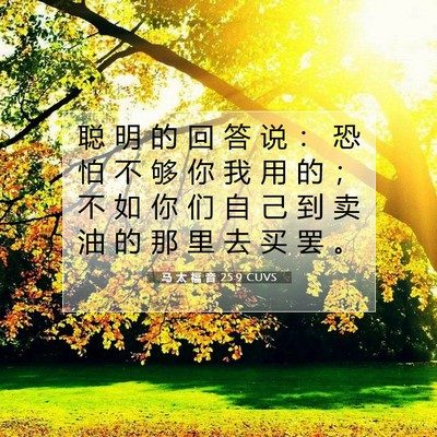 Picture 07 - 马 太 福 音 25:9 CUVS - 聪 明 的 回 答 说 ： 恐 怕 不 够 你 - Bible Verse Picture
