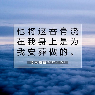 Picture 07 - 马 太 福 音 26:12 CUVS - 他 将 这 香 膏 浇 在 我 身 上 是 为 - Bible Verse Picture