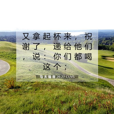 Picture 07 - 马 太 福 音 26:27 CUVS - 又 拿 起 杯 来 ， 祝 谢 了 ， 递 给 - Bible Verse Picture