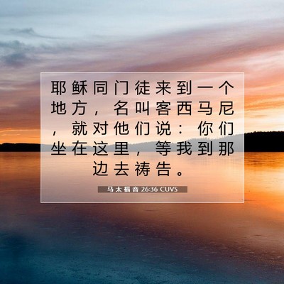 Picture 07 - 马 太 福 音 26:36 CUVS - 耶 稣 同 门 徒 来 到 一 个 地 方 ， - Bible Verse Picture