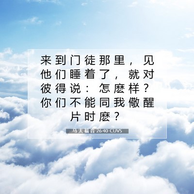 Picture 07 - 马 太 福 音 26:40 CUVS - 来 到 门 徒 那 里 ， 见 他 们 睡 着 - Bible Verse Picture