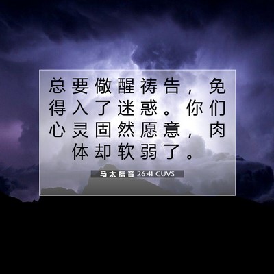 Picture 07 - 马 太 福 音 26:41 CUVS - 总 要 儆 醒 祷 告 ， 免 得 入 了 迷 - Bible Verse Picture