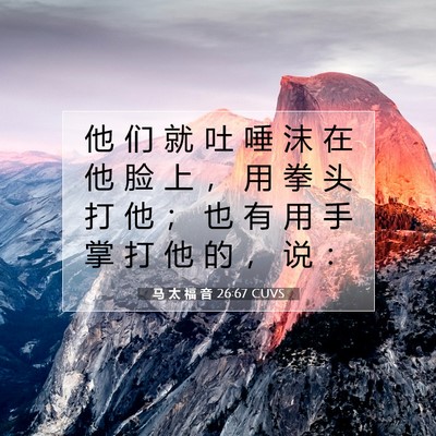 Picture 07 - 马 太 福 音 26:67 CUVS - 他 们 就 吐 唾 沫 在 他 脸 上 ， 用 - Bible Verse Picture