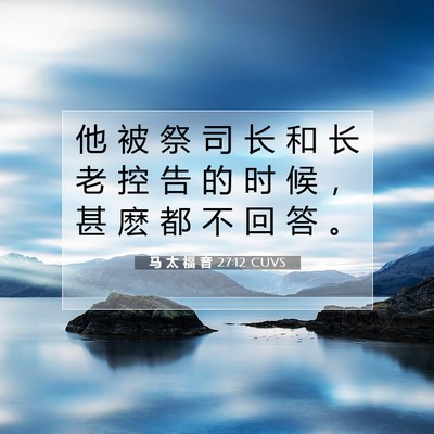 Picture 07 - 马 太 福 音 27:12 CUVS - 他 被 祭 司 长 和 长 老 控 告 的 时 - Bible Verse Picture