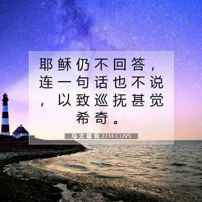 Picture 07 - 马 太 福 音 27:14 CUVS - 耶 稣 仍 不 回 答 ， 连 一 句 话 也 - Bible Verse Picture