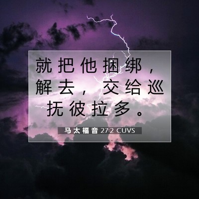 Picture 07 - 马 太 福 音 27:2 CUVS - 就 把 他 捆 绑 ， 解 去 ， 交 给 巡 - Bible Verse Picture
