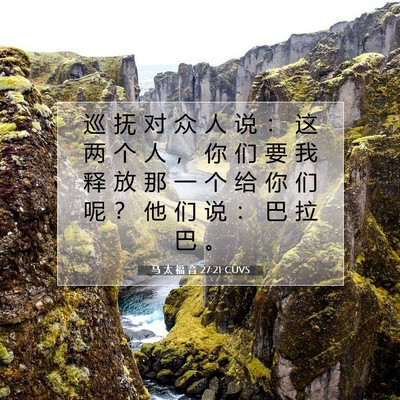 Picture 07 - 马 太 福 音 27:21 CUVS - 巡 抚 对 众 人 说 ： 这 两 个 人 ， - Bible Verse Picture