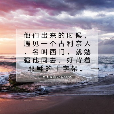Picture 07 - 马 太 福 音 27:32 CUVS - 他 们 出 来 的 时 候 ， 遇 见 一 个 - Bible Verse Picture