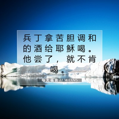 Picture 07 - 马 太 福 音 27:34 CUVS - 兵 丁 拿 苦 胆 调 和 的 酒 给 耶 稣 - Bible Verse Picture