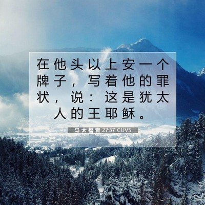 Picture 07 - 马 太 福 音 27:37 CUVS - 在 他 头 以 上 安 一 个 牌 子 ， 写 - Bible Verse Picture