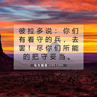 Picture 07 - 马 太 福 音 27:65 CUVS - 彼 拉 多 说 ： 你 们 有 看 守 的 兵 - Bible Verse Picture