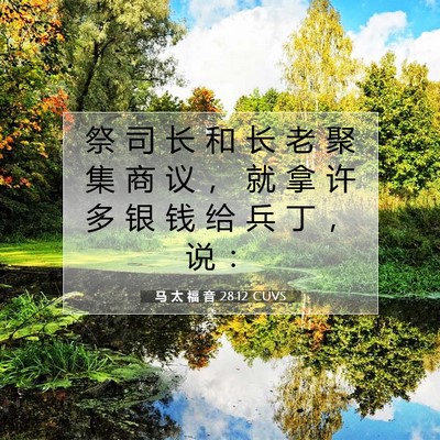 Picture 07 - 马 太 福 音 28:12 CUVS - 祭 司 长 和 长 老 聚 集 商 议 ， 就 - Bible Verse Picture