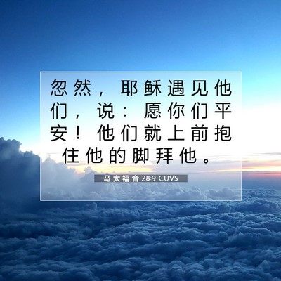 Picture 07 - 马 太 福 音 28:9 CUVS - 忽 然 ， 耶 稣 遇 见 他 们 ， 说 ： - Bible Verse Picture