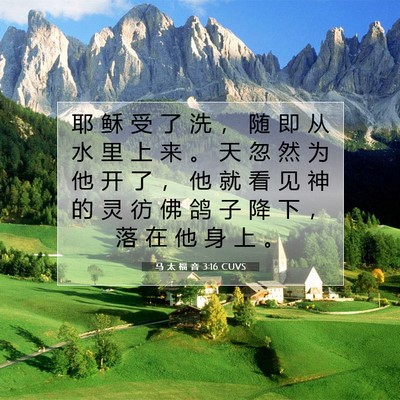 Picture 07 - 马 太 福 音 3:16 CUVS - 耶 稣 受 了 洗 ， 随 即 从 水 里 上 - Bible Verse Picture