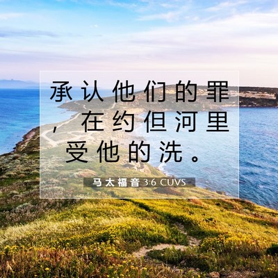 Picture 07 - 马 太 福 音 3:6 CUVS - 承 认 他 们 的 罪 ， 在 约 但 河 里 - Bible Verse Picture