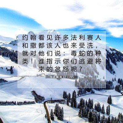 Picture 07 - 马 太 福 音 3:7 CUVS - 约 翰 看 见 许 多 法 利 赛 人 和 撒 - Bible Verse Picture