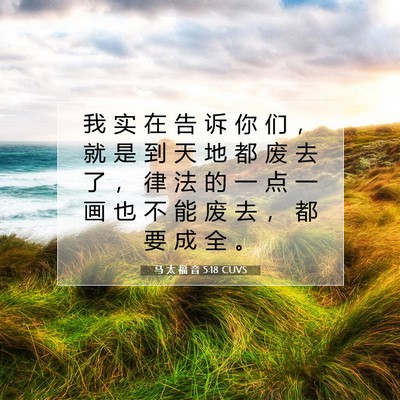 Picture 07 - 马 太 福 音 5:18 CUVS - 我 实 在 告 诉 你 们 ， 就 是 到 天 - Bible Verse Picture