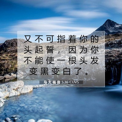 Picture 07 - 马 太 福 音 5:36 CUVS - 又 不 可 指 着 你 的 头 起 誓 ， 因 - Bible Verse Picture