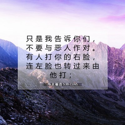 Picture 07 - 马 太 福 音 5:39 CUVS - 只 是 我 告 诉 你 们 ， 不 要 与 恶 - Bible Verse Picture