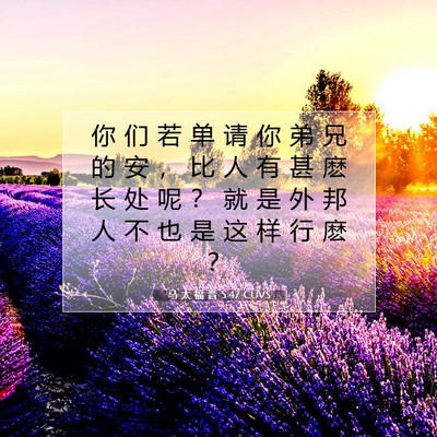 Picture 07 - 马 太 福 音 5:47 CUVS - 你 们 若 单 请 你 弟 兄 的 安 ， 比 - Bible Verse Picture