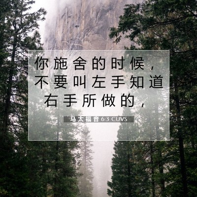 Picture 07 - 马 太 福 音 6:3 CUVS - 你 施 舍 的 时 候 ， 不 要 叫 左 手 - Bible Verse Picture