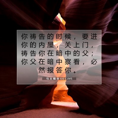 Picture 07 - 马 太 福 音 6:6 CUVS - 你 祷 告 的 时 候 ， 要 进 你 的 内 - Bible Verse Picture