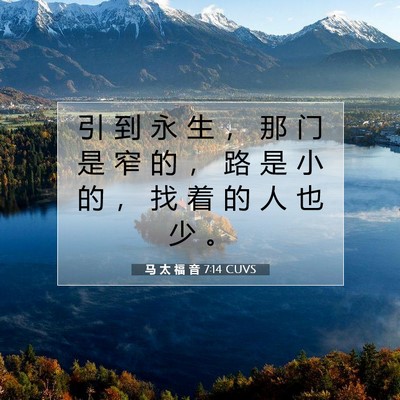 Picture 07 - 马 太 福 音 7:14 CUVS - 引 到 永 生 ， 那 门 是 窄 的 ， 路 - Bible Verse Picture