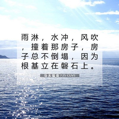 Picture 07 - 马 太 福 音 7:25 CUVS - 雨 淋 ， 水 冲 ， 风 吹 ， 撞 着 那 - Bible Verse Picture