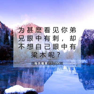 Picture 07 - 马 太 福 音 7:3 CUVS - 为 甚 麽 看 见 你 弟 兄 眼 中 有 刺 - Bible Verse Picture