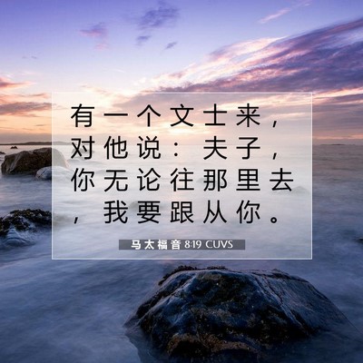 Picture 07 - 马 太 福 音 8:19 CUVS - 有 一 个 文 士 来 ， 对 他 说 ： 夫 - Bible Verse Picture