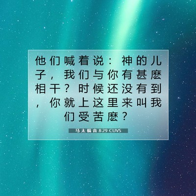 Picture 07 - 马 太 福 音 8:29 CUVS - 他 们 喊 着 说 ： 神 的 儿 子 ， 我 - Bible Verse Picture