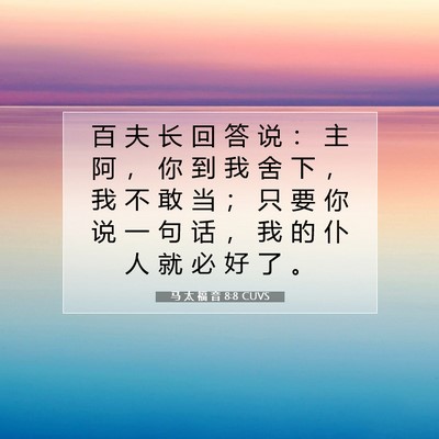 Picture 07 - 马 太 福 音 8:8 CUVS - 百 夫 长 回 答 说 ： 主 阿 ， 你 到 - Bible Verse Picture