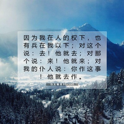 Picture 07 - 马 太 福 音 8:9 CUVS - 因 为 我 在 人 的 权 下 ， 也 有 兵 - Bible Verse Picture