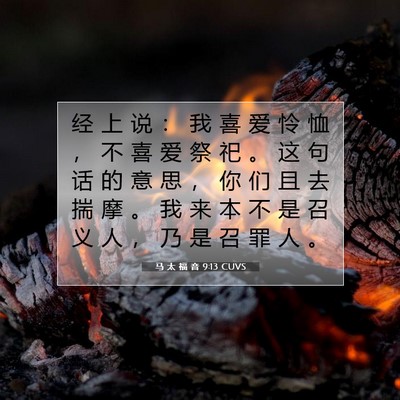 Picture 07 - 马 太 福 音 9:13 CUVS - 经 上 说 ： 我 喜 爱 怜 恤 ， 不 喜 - Bible Verse Picture