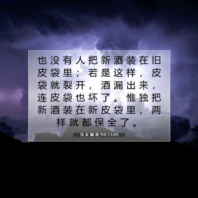 Picture 07 - 马 太 福 音 9:17 CUVS - 也 没 有 人 把 新 酒 装 在 旧 皮 袋 - Bible Verse Picture