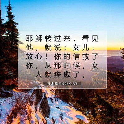 Picture 07 - 马 太 福 音 9:22 CUVS - 耶 稣 转 过 来 ， 看 见 他 ， 就 说 - Bible Verse Picture
