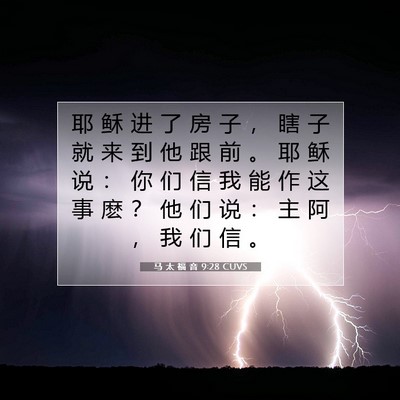 Picture 07 - 马 太 福 音 9:28 CUVS - 耶 稣 进 了 房 子 ， 瞎 子 就 来 到 - Bible Verse Picture