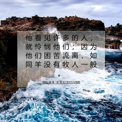 Picture 07 - 马 太 福 音 9:36 CUVS - 他 看 见 许 多 的 人 ， 就 怜 悯 他 - Bible Verse Picture