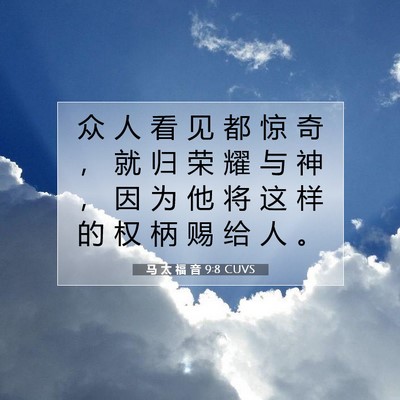 Picture 07 - 马 太 福 音 9:8 CUVS - 众 人 看 见 都 惊 奇 ， 就 归 荣 耀 - Bible Verse Picture